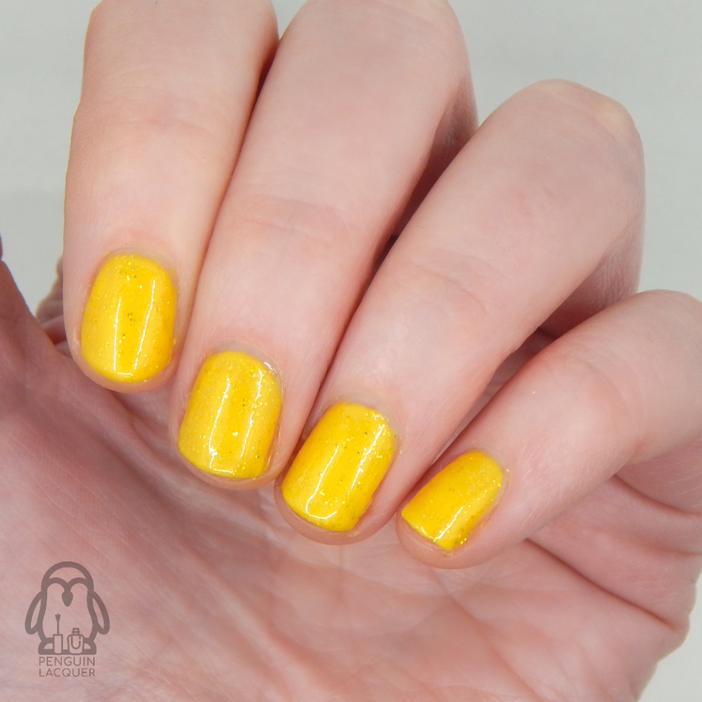 basic 86 yellow nailpolish with glitter